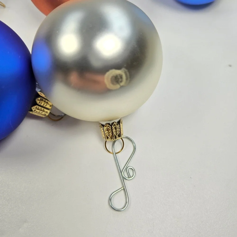 Vintage S & H Germany Kurt Adler Frosted Pearlized Christmas Ball Ornaments‎ Box